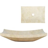 vidaXL Évier 50 x 35 x 12 cm Marbre Crème