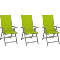 Chaises inclinables de jardin lot de 3 et coussins Bois acacia vidaXL