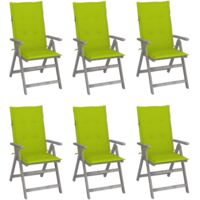 vidaXL Chaises inclinables de jardin lot de 6 et coussins Bois acacia