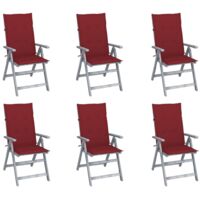 vidaXL Chaises inclinables de jardin lot de 6 et coussins Bois acacia