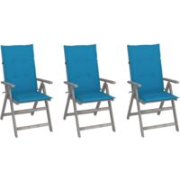 Lot de 3 Chaises de Jardin Exterieur inclinables - Chaises Relax Design avec coussins Bois d'acacia vidaXL