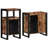 vidaXL Ensemble de mobilier de salle de bain 2 pcs Bois Recyclé Solide