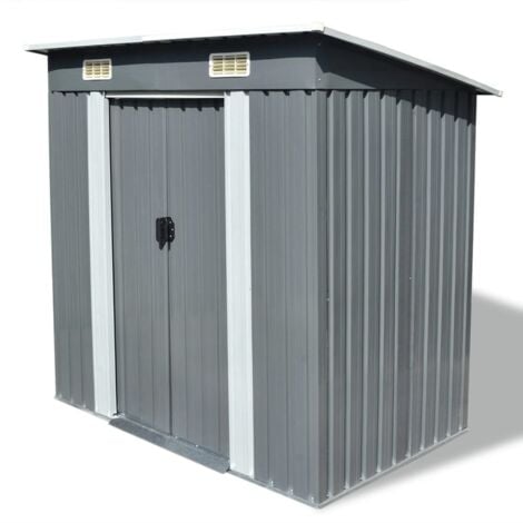 Garden Shed Grey Metal vidaXL
