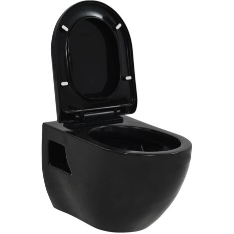 vidaXL Wand-WC Keramik Schwarz