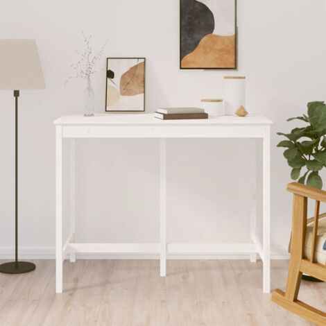 Bar Table White 140x80x110 cm Solid Wood Pine vidaXL