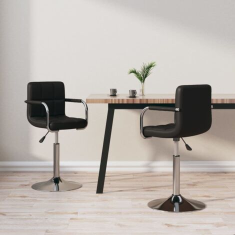 Sillas de comedor giratorias 2 unidades cuero sintético negro vidaXL (1/5)