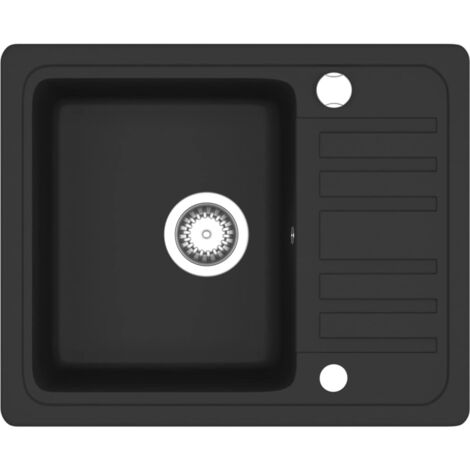 vidaXL Fregadero de cocina de granito con un seno negro