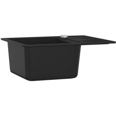 vidaXL Fregadero de cocina de granito con un seno negro