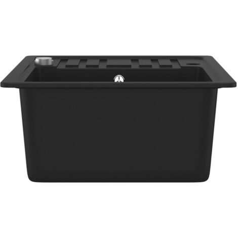 vidaXL Fregadero de cocina de granito con un seno negro
