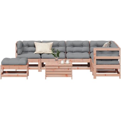 vidaXL Juego de muebles jardín 8 pzas y cojines madera abeto Douglas (1/5)