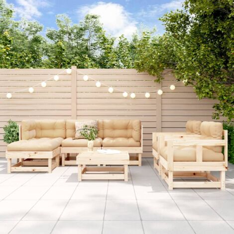 vidaXL Juego de muebles de jardín 7 piezas madera maciza de pino (1/5)