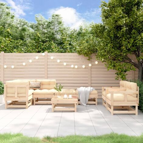 vidaXL Juego de muebles de jardín 8 piezas madera maciza de pino (1/5)