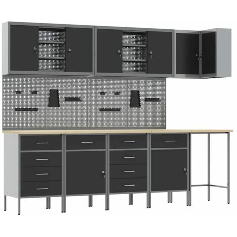 Armario de herramientas 12 pcs Negro 255 x 55 x 220 cm vidaXL (1/5)