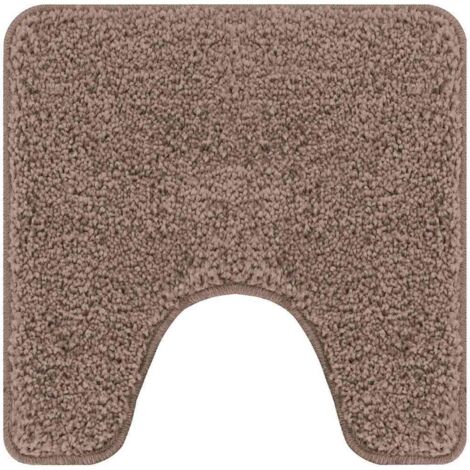 Alfombra antideslizante para baño con corte para inodoro Marrón vidaXL (1/5)