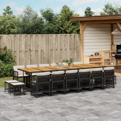 Set de muebles jardín 17 pzas con cojines ratán sintético negro vidaXL (1/5)