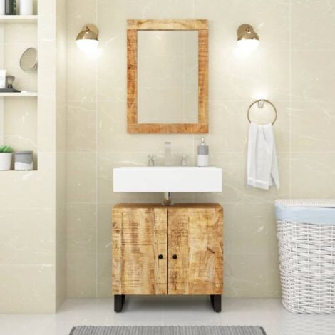 vidaXL Conjunto de muebles de baño 2 piezas madera maciza de mango (1/5)