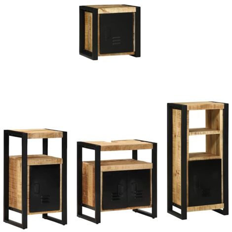 vidaXL Juego de muebles de baño con cajón 4 pcs Madera de mango maciza (1/5)