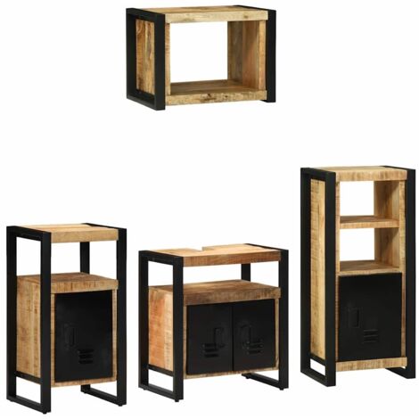 vidaXL Juego de muebles de baño con cajón 4 pcs Madera de mango maciza (1/5)