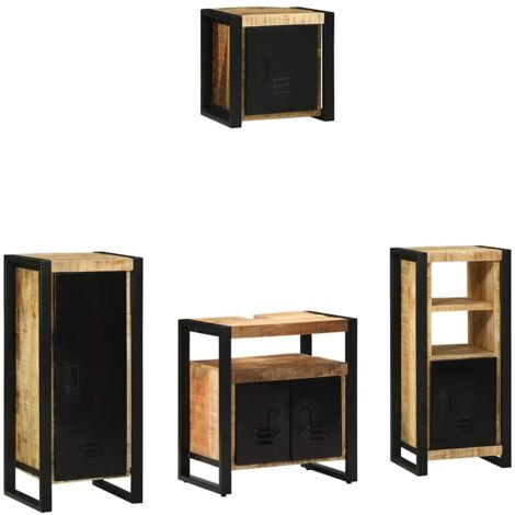 vidaXL Juego de muebles de baño con cajón 4 pcs Madera de mango maciza (1/5)