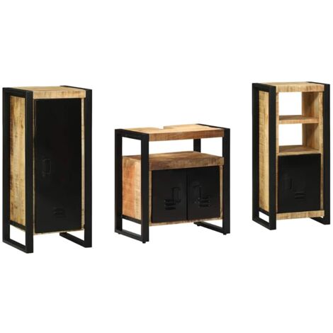 vidaXL Juego de muebles de baño con cajón 3 pcs Madera de mango maciza (1/5)