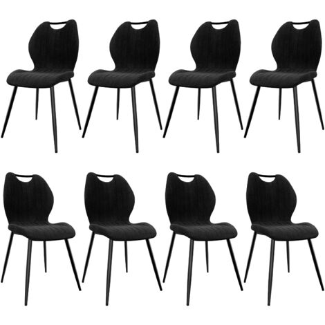 Lewe – Lot de 8 chaises de salle à manger – Dossier en tissu pelucheux – Pieds en métal antidérapants – Confort optimal – Style scandinave