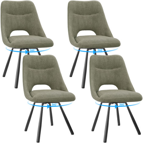 LEWE Lot de 4 Chaises de Salle à Manger, Chaise de Cuisine Pivotante à 360°, Capitonnée Chaise Salon avec Pieds en Métal, Marron Gris