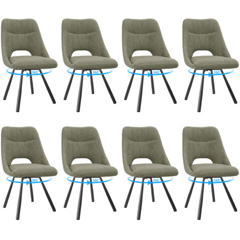 LEWE Lot de 8 Chaises de Salle à Manger, Chaise de Cuisine Pivotante à 360°, Capitonnée Chaise Salon avec Pieds en Métal, Marron Gris