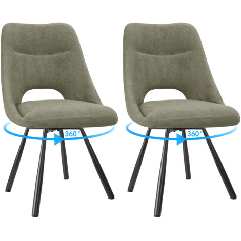 LEWE Lot de 2 Chaises de Salle à Manger, Chaise de Cuisine Pivotante à 360°, Capitonnée Chaise Salon avec Pieds en Métal, Marron Gris