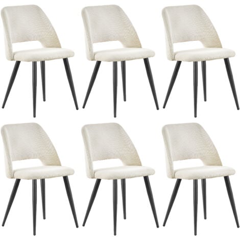 LEWE Lot de 6 Chaise de Salle à Manger en Velours,Chaise Rembourrée avec Pieds Indépendants - Beige