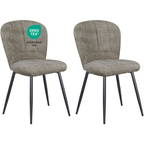 LEWE Lot de 2 Chaises de Salle à Manger, Design Coquillage, Tissu Chenille, Doux et Confortable, Pieds en Métal - Marron (1/5)