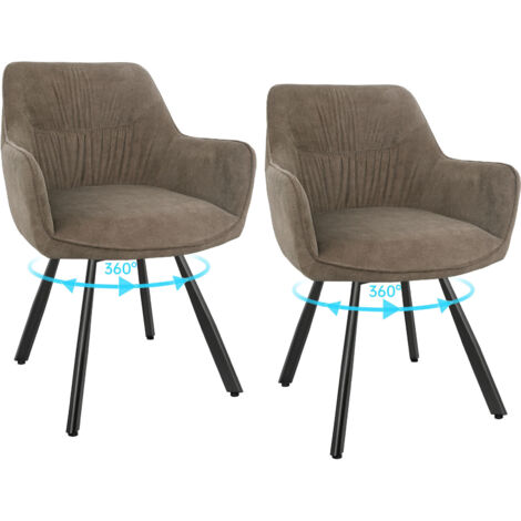 LEWE Lot de 2 Chaise Pivotante à 360°, Chaise Salle à Manger Scandinave, Fauteuil de Cuisine en Velours, Marron
