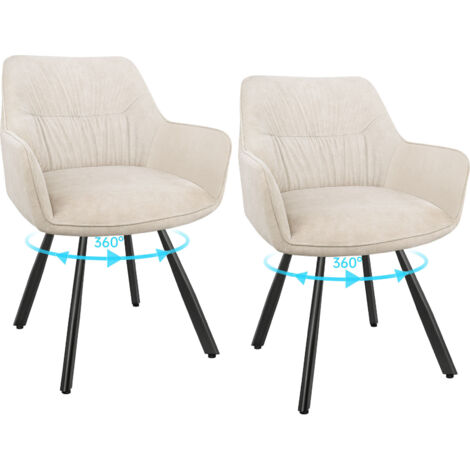 LEWE Lot de 2 Chaise Pivotante à 360°, Chaise Salle à Manger Scandinave, Fauteuil de Cuisine en Velours, Kaki