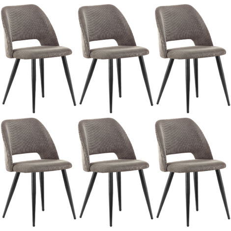 LEWE Lot de 6 Chaise de Salle à Manger en Velours,Chaise Rembourrée avec Pieds Indépendants - Marron (1/5)