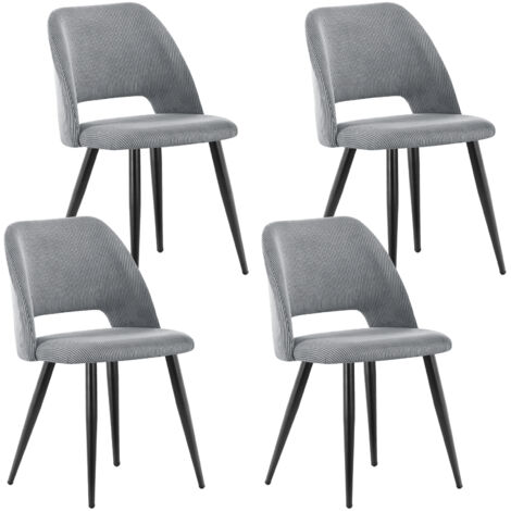LEWE Lot de 4 Chaise de Salle à Manger en Velours,Chaise Rembourrée avec Pieds Indépendants - Gris