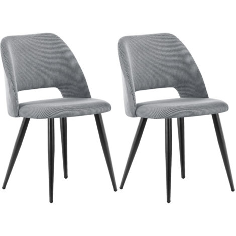 LEWE Lot de 2 Chaise de Salle à Manger en Velours,Chaise Rembourrée avec Pieds Indépendants - Gris (1/5)
