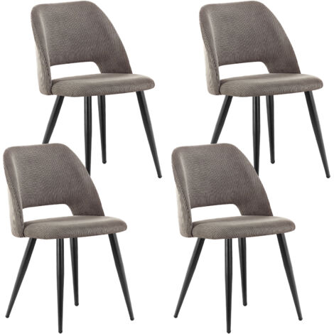 LEWE Lot de 4 Chaise de Salle à Manger en Velours,Chaise Rembourrée avec Pieds Indépendants - Marron (1/5)