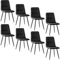 Lewe – Lot de 8 chaises de salle à manger en velours noir – Pieds en métal – Charge maximale 120 kg – Design ergonomique et élégant