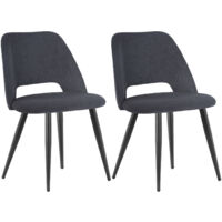 Lewe – Lot de 2 chaises de salle à manger en velours côtelé – Dossier ergonomique – Pieds en métal noir – Capacité 120 kg – Design moderne
