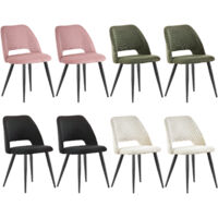 Lewe – Lot de 8 chaises de salle à manger en velours côtelé – Confort ergonomique – Pieds en métal noir – Charge jusqu'à 120 kg – Design moderne
