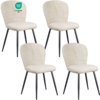 Lewe – Lot de 4 chaises de salle à manger – Tissu chenille doux – Design coquillage – Pieds en métal noir – Capacité 120kg
