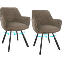 LEWE Lot de 2 Chaise Pivotante à 360°, Chaise Salle à Manger Scandinave, Fauteuil de Cuisine en Velours, Marron