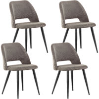 LEWE Lot de 4 Chaise de Salle à Manger en Velours,Chaise Rembourrée avec Pieds Indépendants - Marron