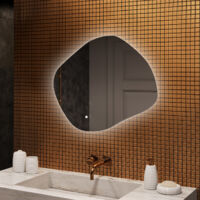 Espejo de baño LED Artforma, 84x74, Interruptor táctil, LED Dual, Espejo Romboidal