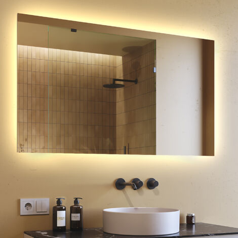 Specchio da bagno LED (120x70) Specchio illuminato a LED con illuminazione (LED058) Bianco caldo 2700K