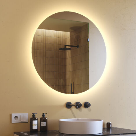 Specchio da bagno rotondo  LED (80 cm) Specchio illuminato a LED con illuminazione (LED082)