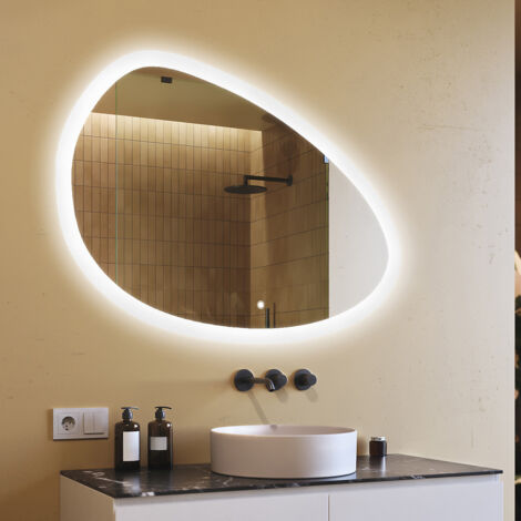 Specchio bagno LED Artforma, 114x84, Interruttore touch, LED Dual, Specchio Irregolare