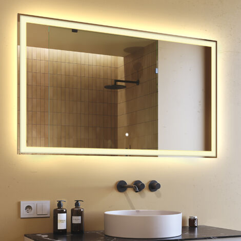 Illuminated Bathroom Mirror LED 120x70cm, L01, Warm White 2700K,Touch Switch