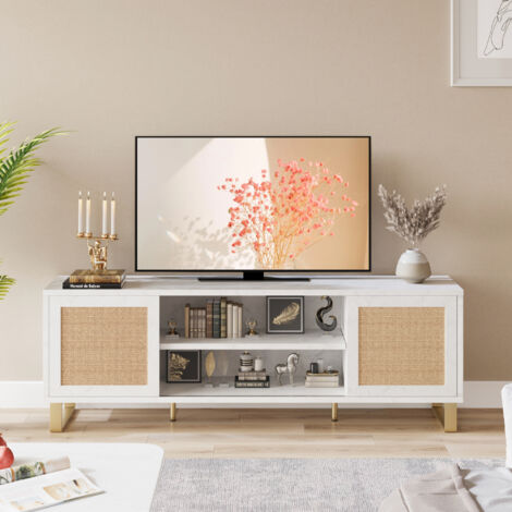 Meuble TV 147x40x55cm Style contemporain, pied épingle bois,Meuble, Meuble TV (1/5)