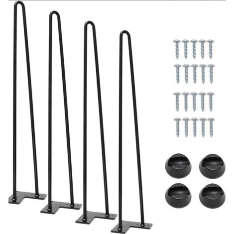 Lot de 4 Pieds de table en métal 19 pouces, remplacement des pieds de table, pieds de bureau robustes en tube carré, pieds de meuble pour table basse (1/5)