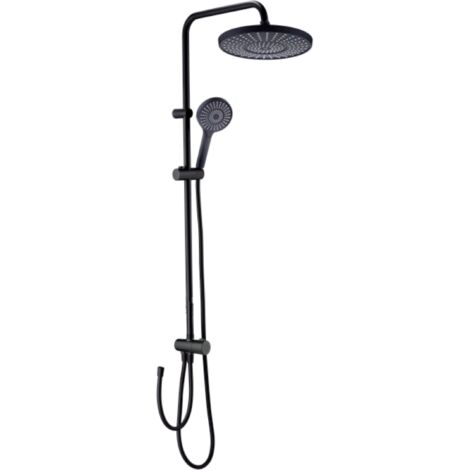 Colonne de Douche Système de Douche avec Douchette Set Kit de Douche sans Mitigeur en Acier Inox Réglable en Hauteur,noir (1/5)